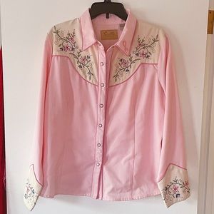 🤠💗scully western cowgirl cowboy shirt rodeo breast cancer 1990s button down